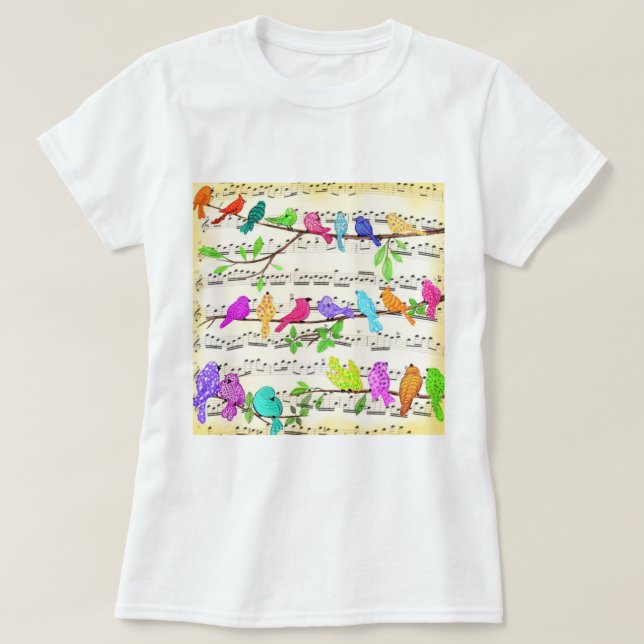 Colorful Musical Birds T-Shirt Vår (Design framsida)
