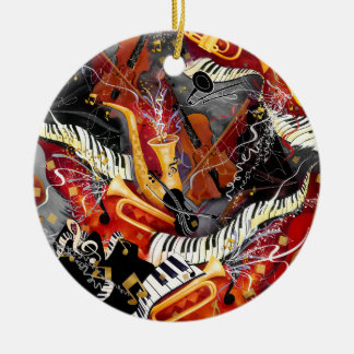 Colorful Musical Instruments, Sax, Trumpet, Juleez Julgransprydnad Keramik