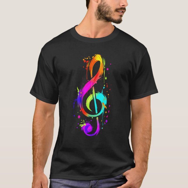 Colorful Musician Hippie Clef T Shirt (Framsida)