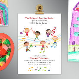 Colorful Musik noter Children School Music Cont Inbjudningar