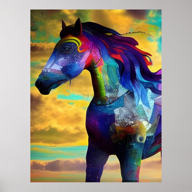 Colorful Mustang Horse Poster (Framsidan)