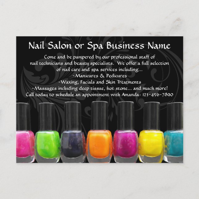 Colorful Nagel polska Flaskor, Nail Salon Vykort (Framsida)