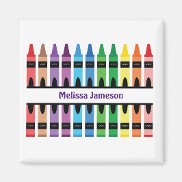 Colorful Namn Monogram Pencil Crayon Magnet