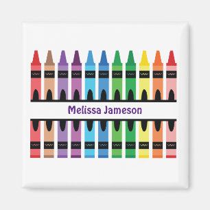 Colorful Namn Monogram Pencil Crayon Magnet