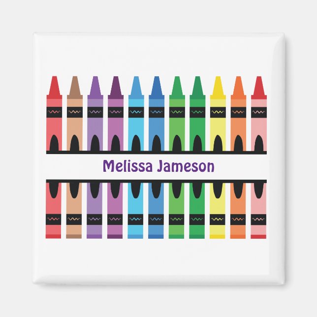 Colorful Namn Monogram Pencil Crayon Magnet (Framsidan)