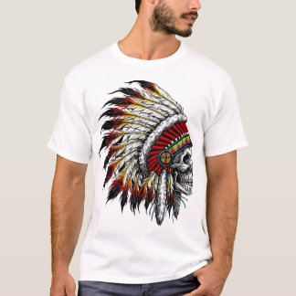 Colorful Native American Chief Skull Active T-Shir T Shirt