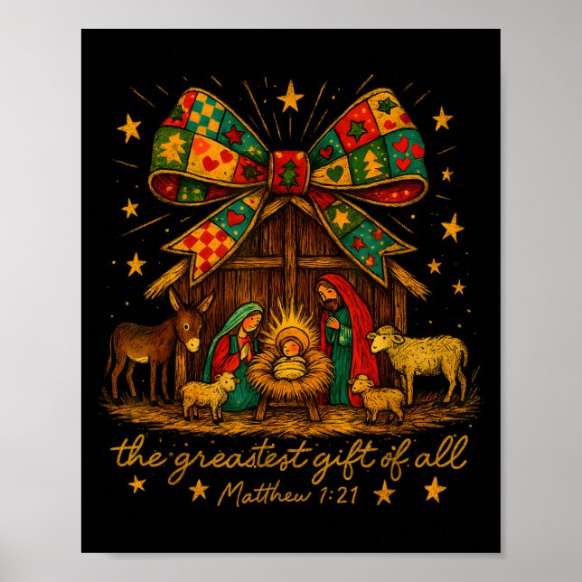 Colorful Nativity – Greatest Gift Matthew 1_21  Poster (Framsidan)