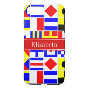 Colorful Nautical Signal Flaggor Red Namn Monogram