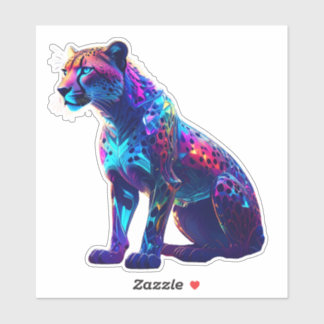 Colorful Neon Cheetah Art - Glowing Vild katt Klistermärken