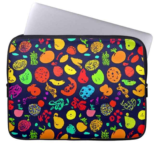 Colorful Neon Fruit Mönster Art Laptop Fodral (Framsidan)