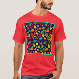Colorful Neon Fruit Mönster Art T Shirt