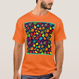 Colorful Neon Fruit Mönster Art T Shirt