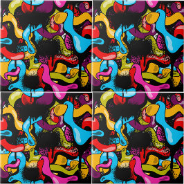 Colorful Neon Graffiti Hip Hop Street Art Kakelplatta