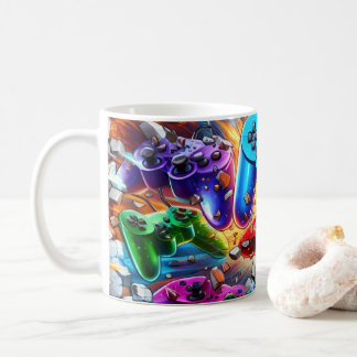 Colorful Neon Joysticks Pattern Kaffemugg