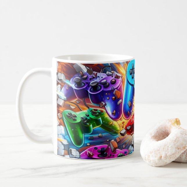 Colorful Neon Joysticks Pattern Kaffemugg (Med munk)
