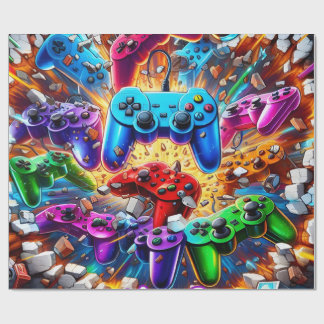 Colorful Neon Joysticks Pattern Presentpapper