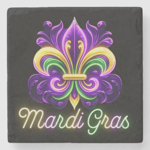 Colorful Neon Mardi Gras Fleur de lis Stenunderlägg