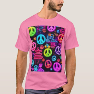 Colorful Neon Peace Mönster T Shirt