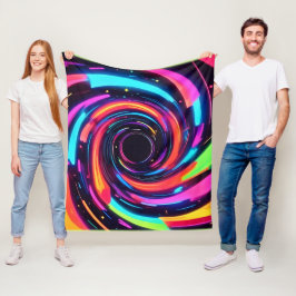 Colorful Neon Spiral Abstrakt Art Fleecefilt