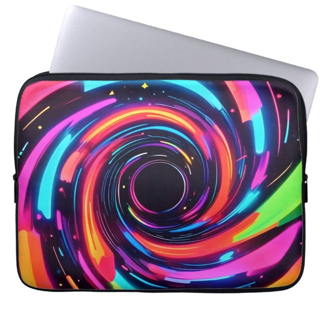 Colorful Neon Spiral Abstrakt Art Laptop Fodral (Framsidan)