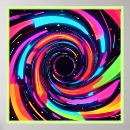 Colorful Neon Spiral Abstrakt Art Poster