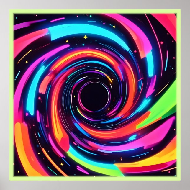 Colorful Neon Spiral Abstrakt Art Poster (Framsidan)
