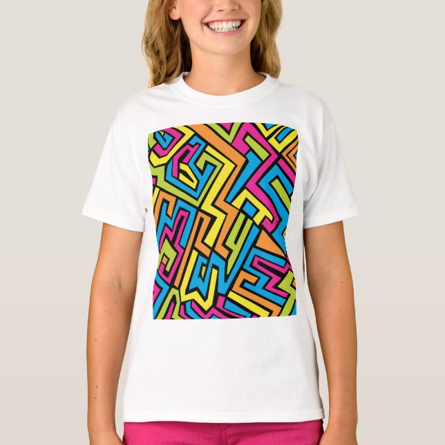 Colorful Neon Street Art Mönster T Shirt (Framsida)