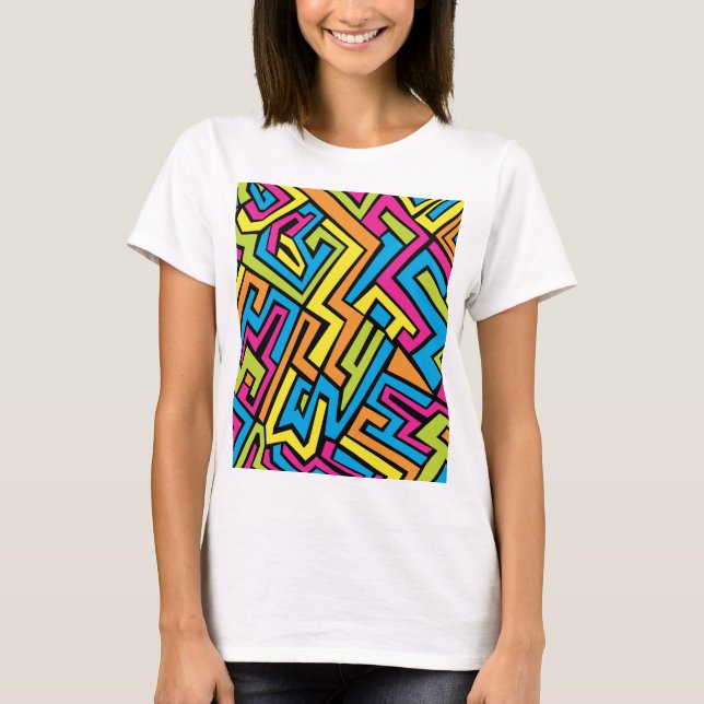 Colorful Neon Street Art Mönster T Shirt (Framsida)