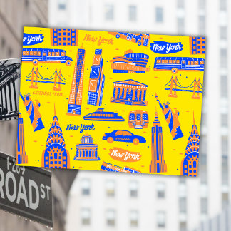 Colorful New York City USA Travel Art Kids Vykort