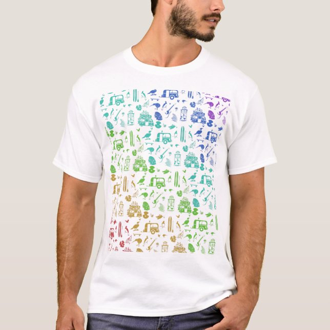 Colorful New Zealand Mönster T Shirt (Framsida)