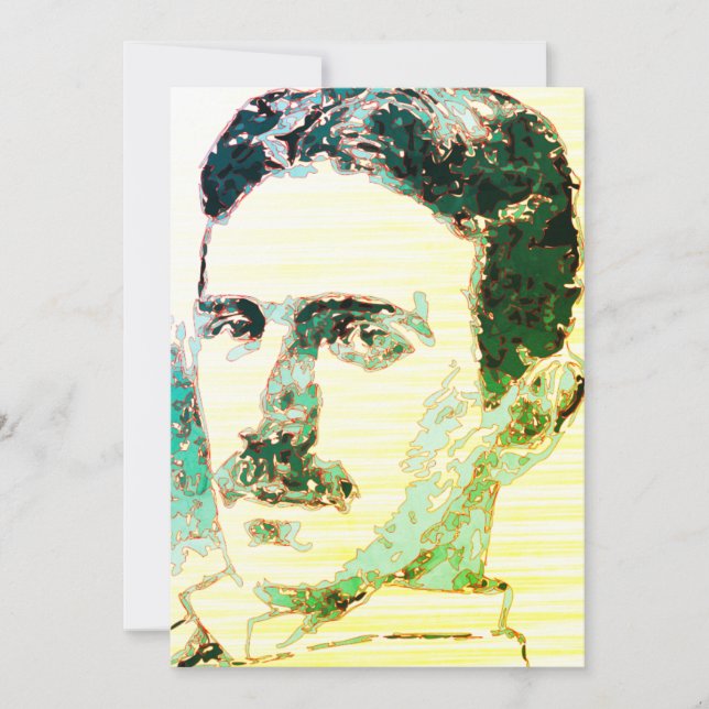 Colorful Nikola Tesla Teckning Julkort (Framsida)