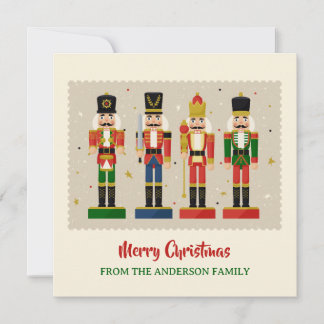 Colorful Nutcracker Soldiers Merry Christmas Julkort