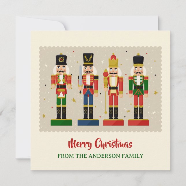 Colorful Nutcracker Soldiers Merry Christmas Julkort (Framsida)