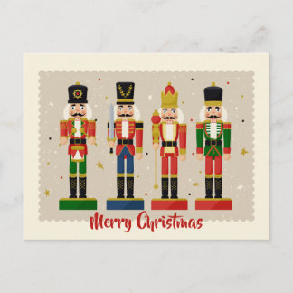 Colorful Nutcracker Soldiers Merry Christmas Vykort