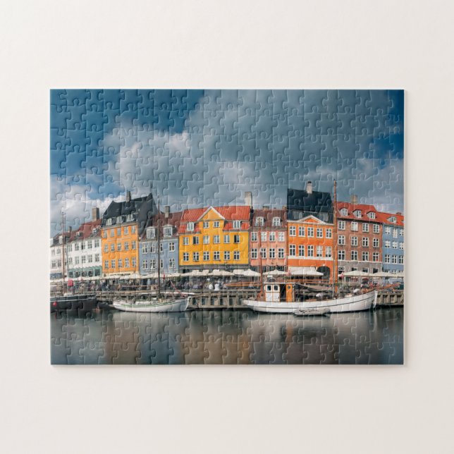 Colorful Nyhavn Waterfront Copenhagen Danmark Pussel (Horisontell)