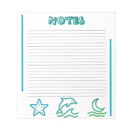 Colorful Ocean Life Lined Notepad Anteckningsblock