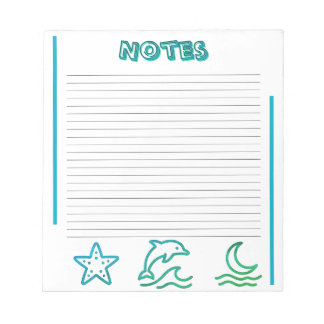Colorful Ocean Life Lined Notepad Anteckningsblock