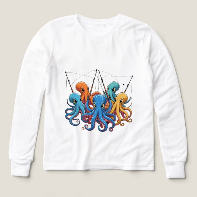 Colorful Octopus Crew – Kids’ Long Sleeve Tee (Design framsida)
