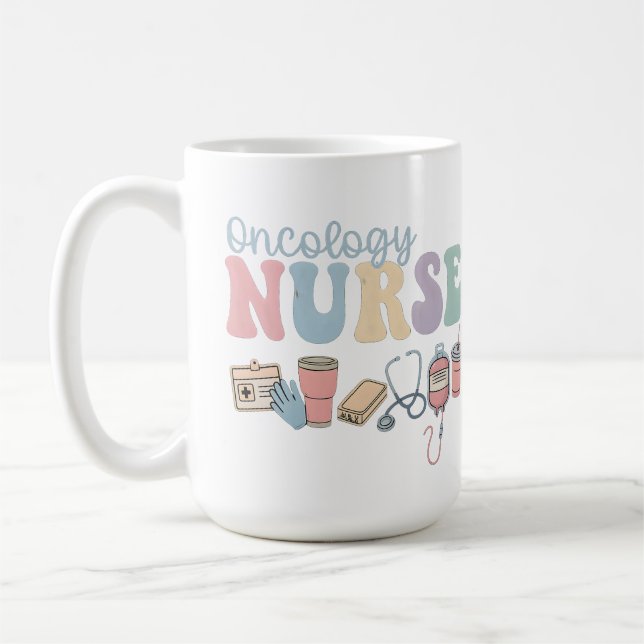Colorful Oncology Nurse Retro Aesthetic Kaffemugg (Vänster)
