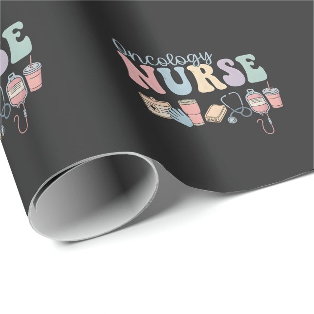Colorful Oncology Nurse Retro Aesthetic Presentpapper (Rullad Hörn)