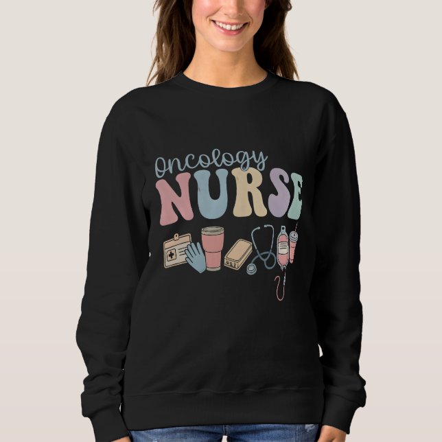 Colorful Oncology Nurse Retro Aesthetic T Shirt (Framsida)