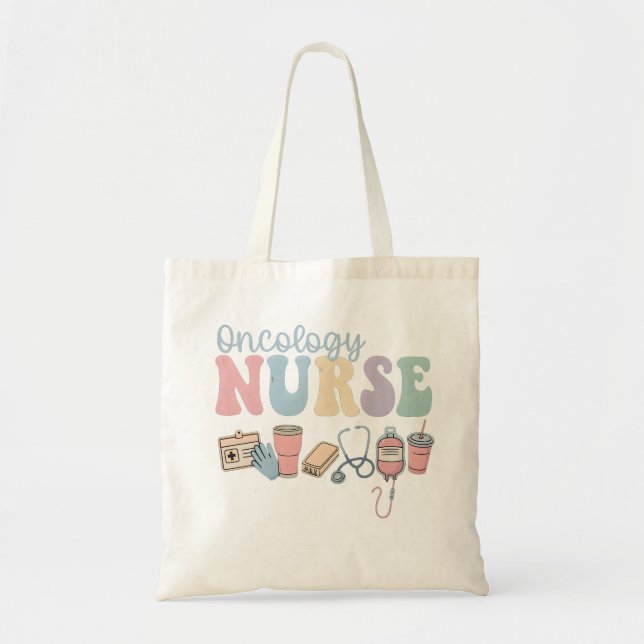Colorful Oncology Nurse Retro Aesthetic Tygkasse (Framsidan)