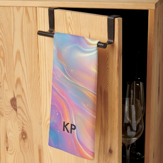 Colorful opal swirly flowing marble texture kökshandduk (Thirds Fold)