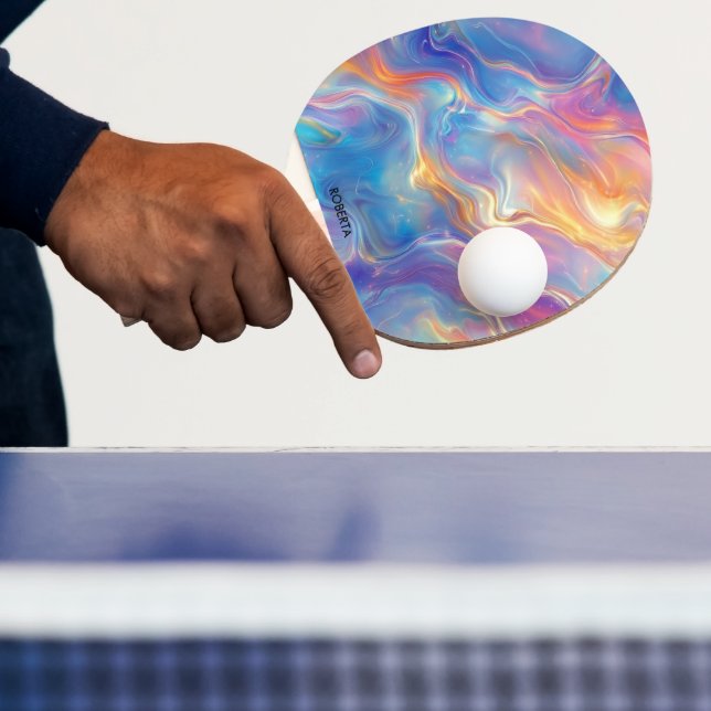 Colorful opal swirly flowing marble texture pingisracket (Insitu)