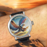 Colorful Örn Classic Patriot Armbandsur<br><div class="desc">Titta med en färgstark målning av en landningspik med uppslaget vingar. Snygg för fågeln älskare och särskilt för dem som kärlek USA.</div>