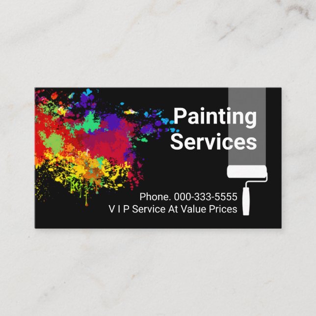 Colorful Paint Splatter Home Painting Visitkort (Framsida)