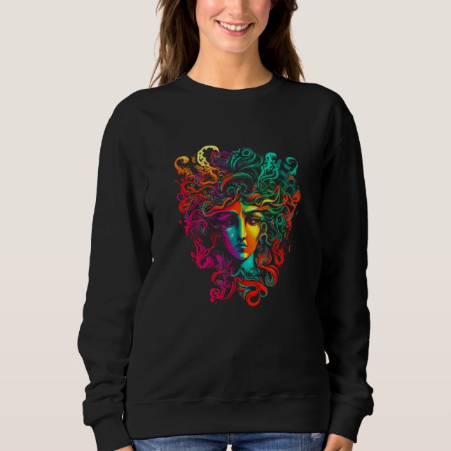 Colorful Painted Medusa Head Greek Mythology Gift  T Shirt (Framsida)