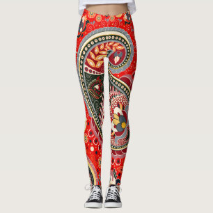 Colorful Paisley Indian Seamless Mönster Leggings