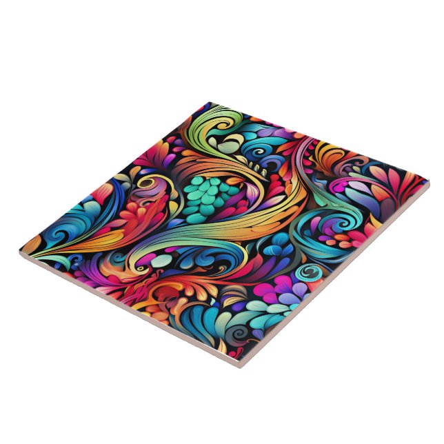 Colorful Paisley Mönster Kakelplatta (Sidan)