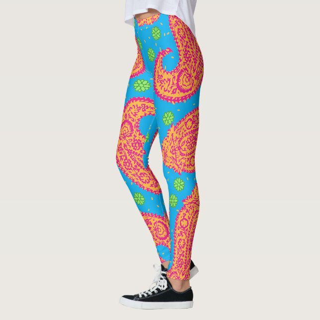 Colorful Paisley Mönster Leggings (Vänster)